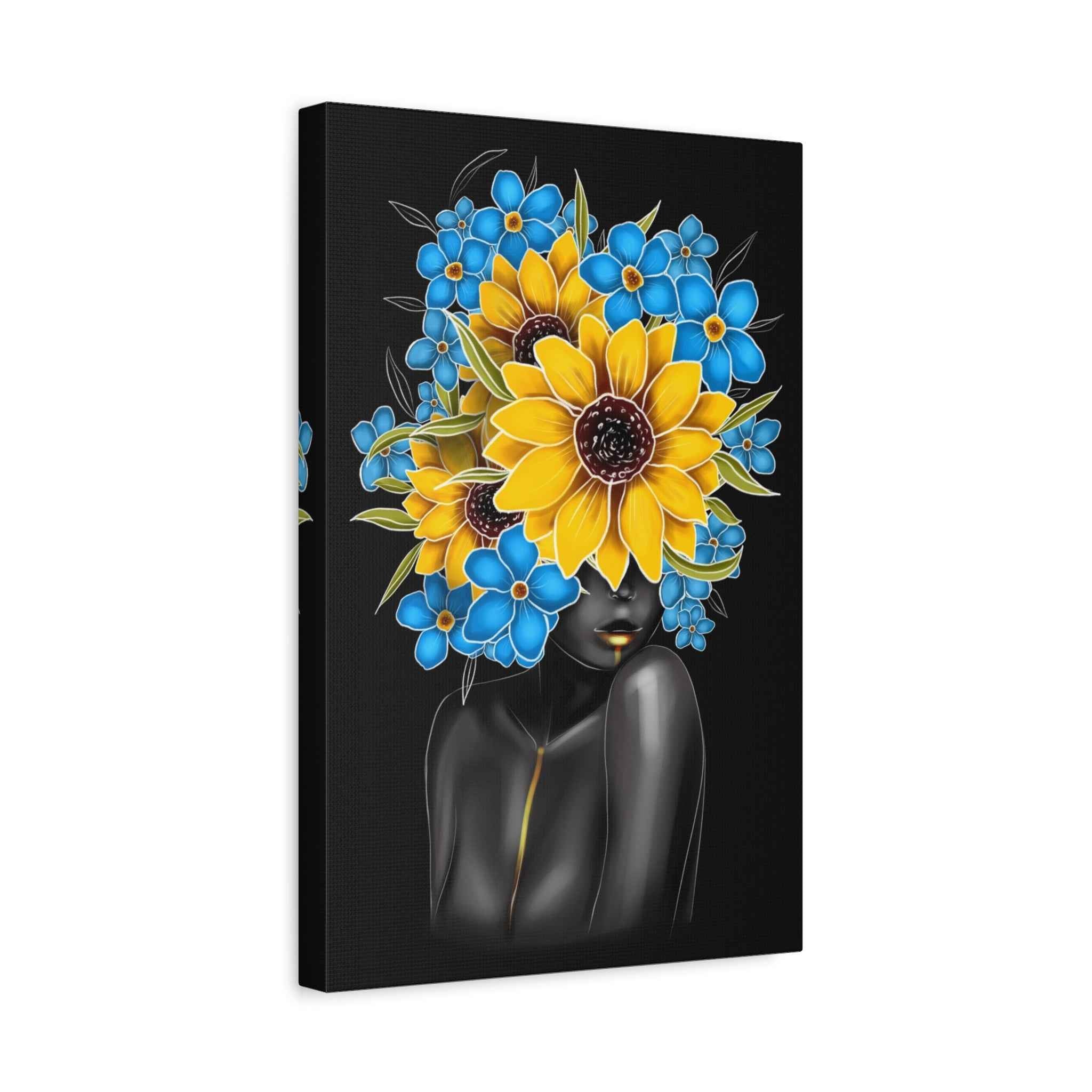 Blue & Yellow Floral Woman Wall Art