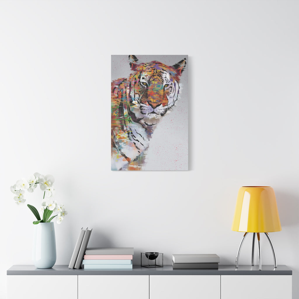 Color Splash Tiger Matte Canvas Wall Art – Stretched 1.25" 