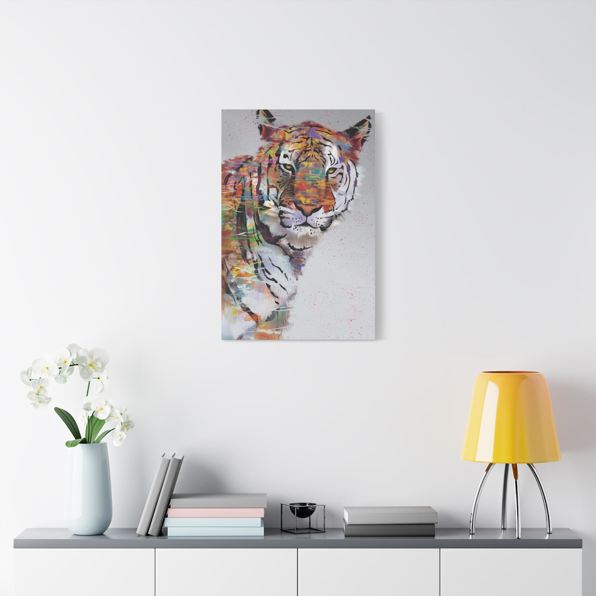 Color Splash Tiger Matte Canvas Wall Art – Stretched 1.25" 