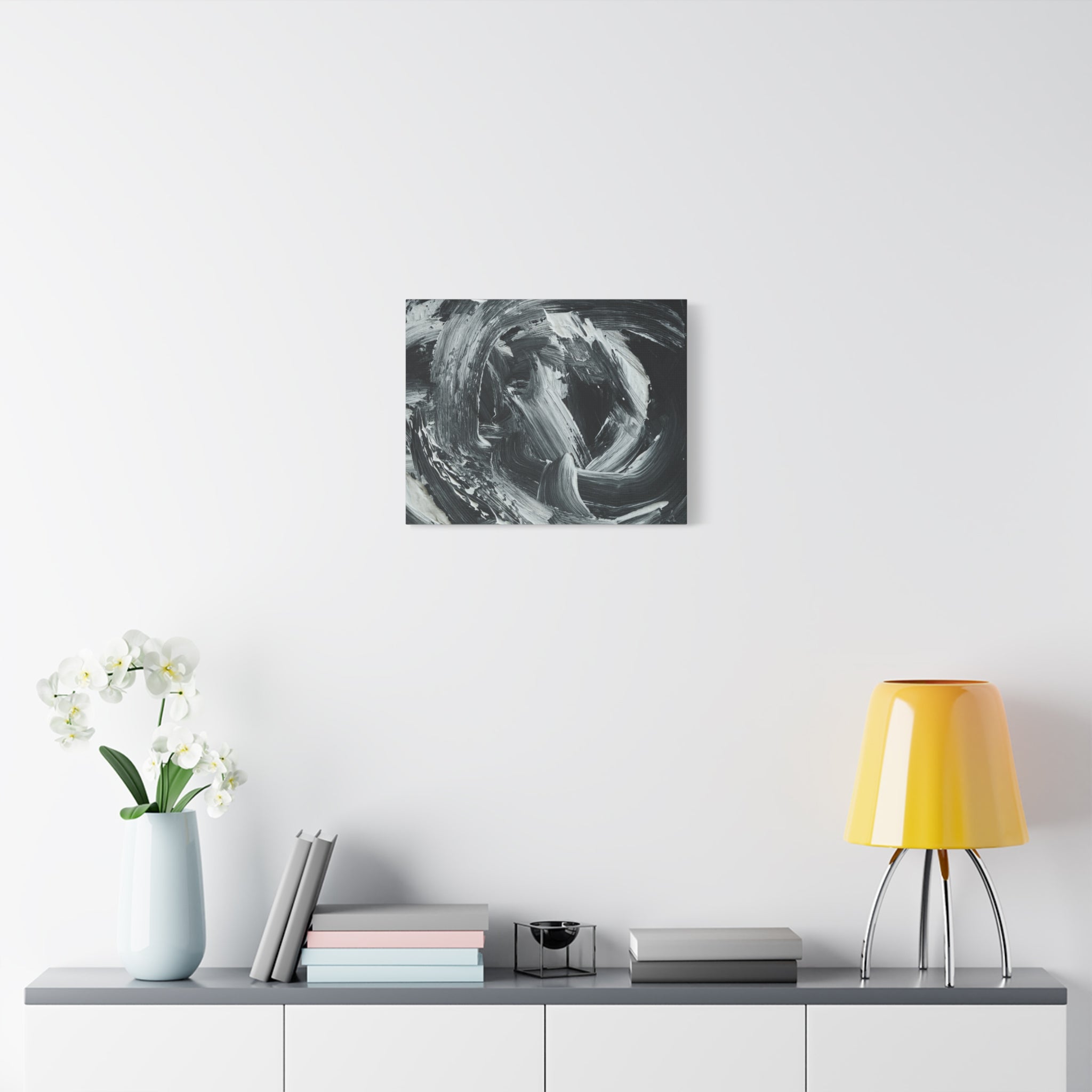 Abstract Black & White Swirl Matte Canvas Art — Minimalist Monochrome Wall Decor 