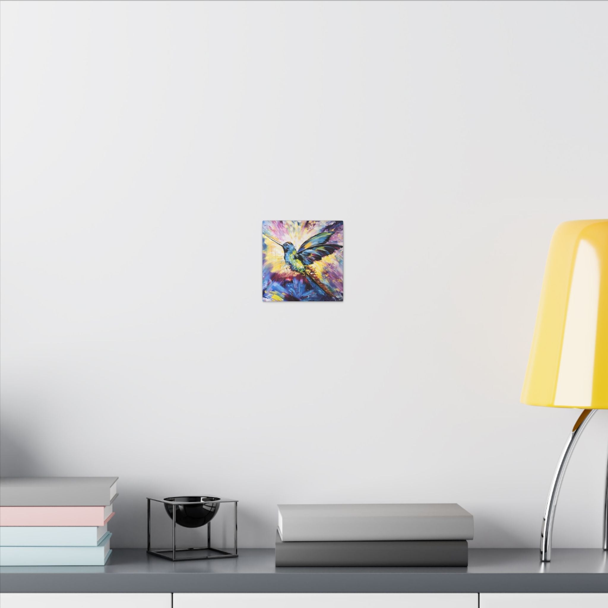 Vibrant Hummingbird Canvas Art - Colorful Abstract Bird Wall Decor (Matte Stretched) - TheKaraHan