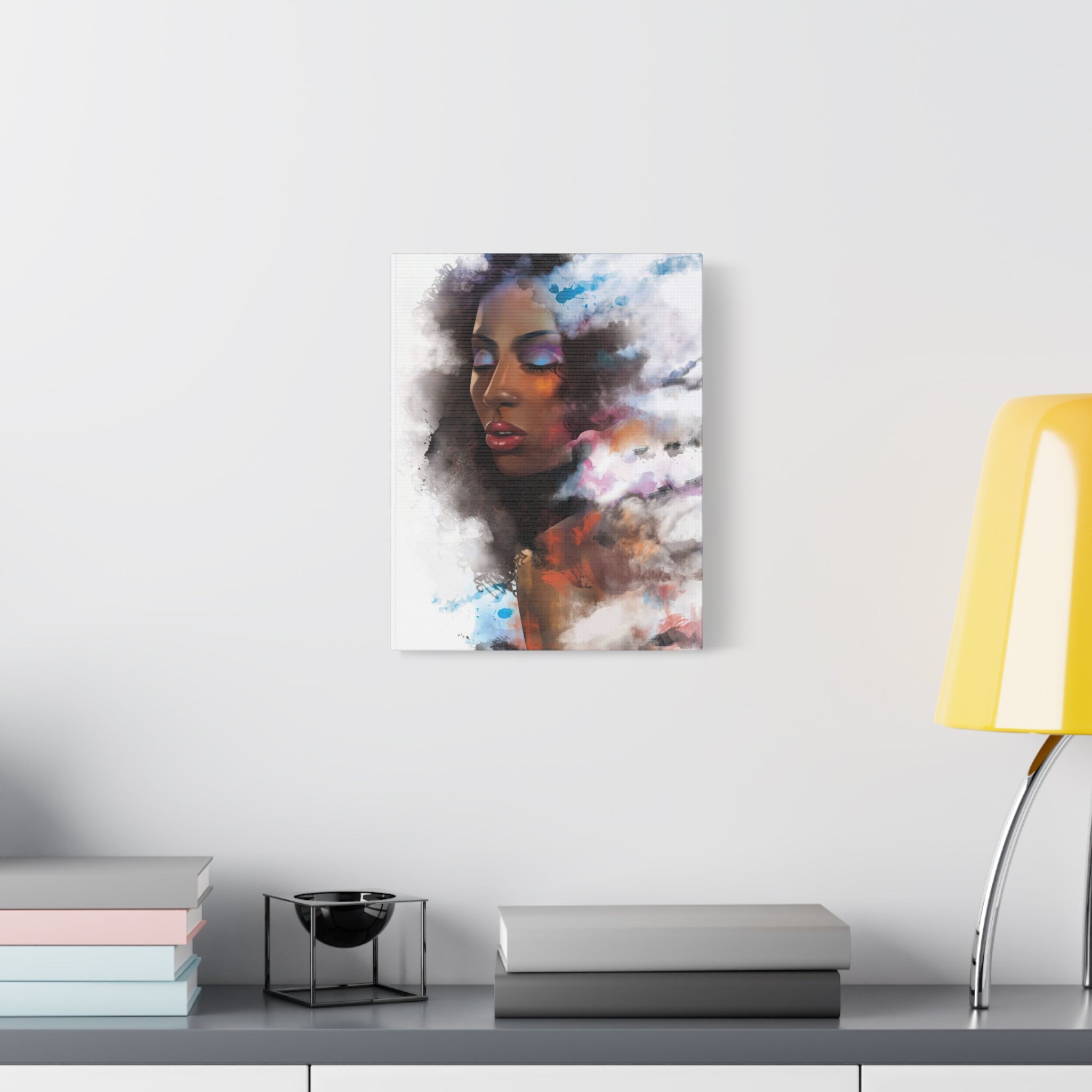 Abstract Portrait Canvas Wall Art — Colorful Afrocentric Woman Matte Stretched Canvas 