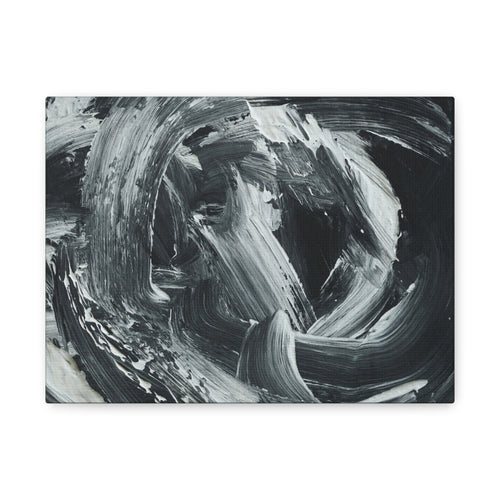 Abstract Black & White Swirl Matte Canvas Art — Minimalist Monochrome Wall Decor 