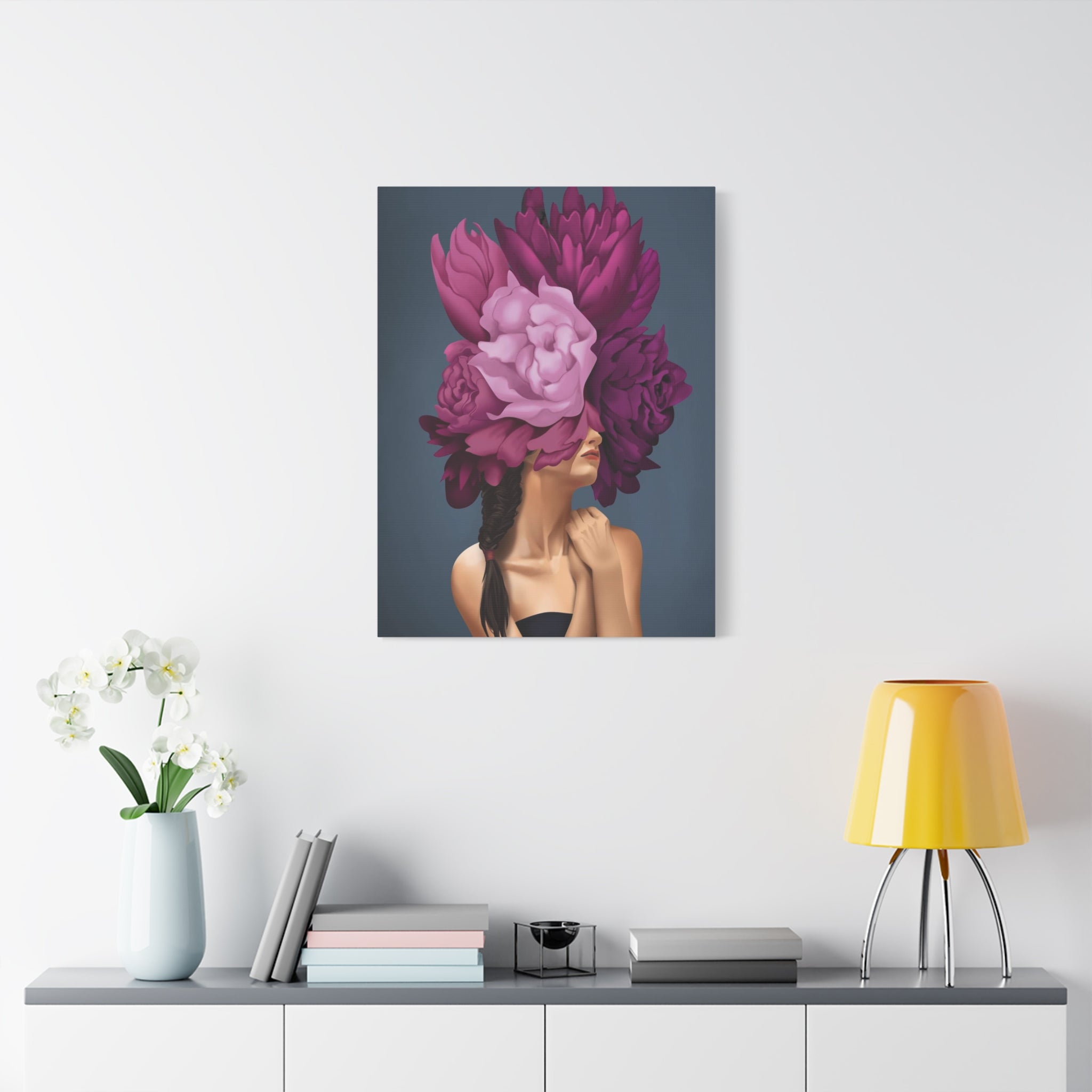 Floral Masked Woman Matte Canvas Wall Art – Stretched 1.25" 