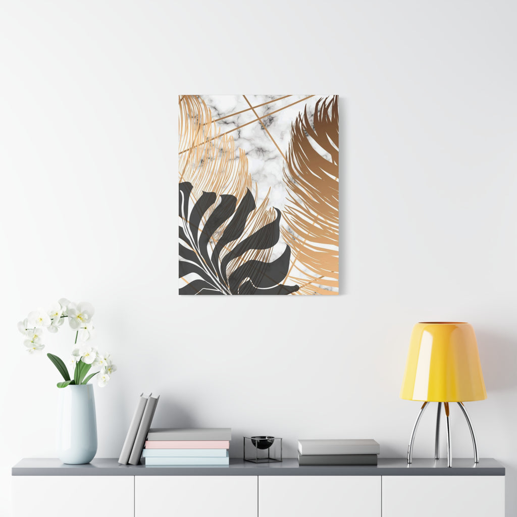 Tropical Palm Canvas Wall Art — Gold & Marble Botanical Print