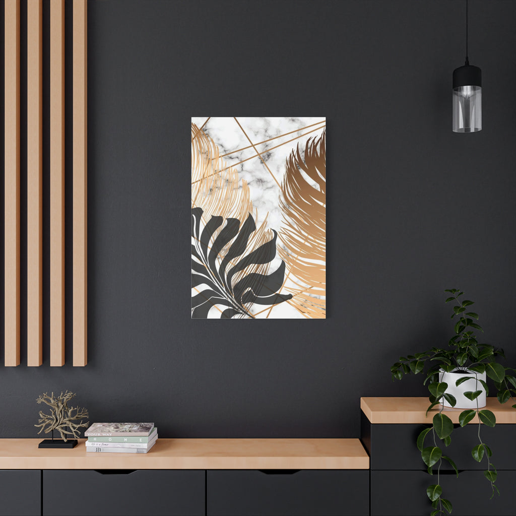 Tropical Palm Canvas Wall Art — Gold & Marble Botanical Print