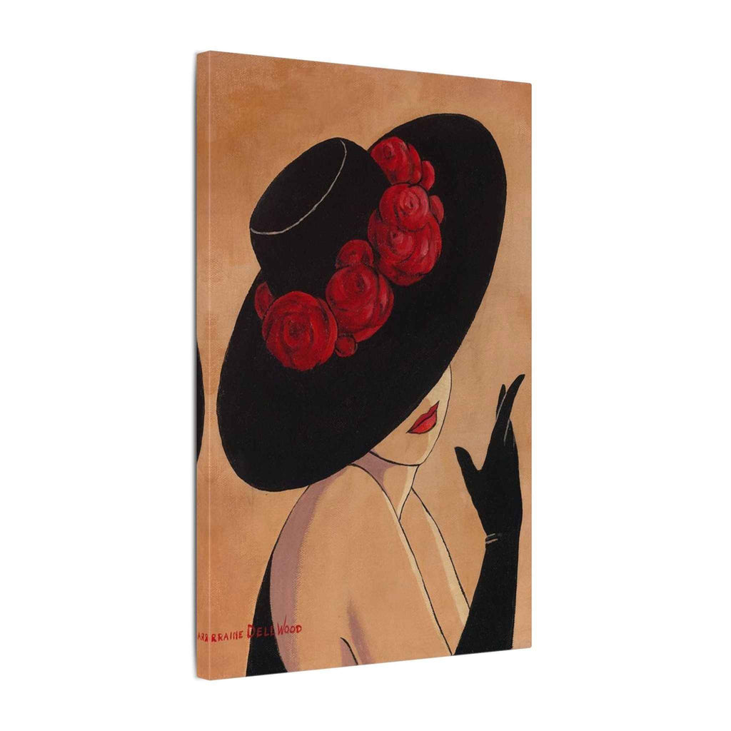 Elegant Black Hat Wall Art | Vintage Fashion Portrait for Chic Home Decor - TheKaraHan