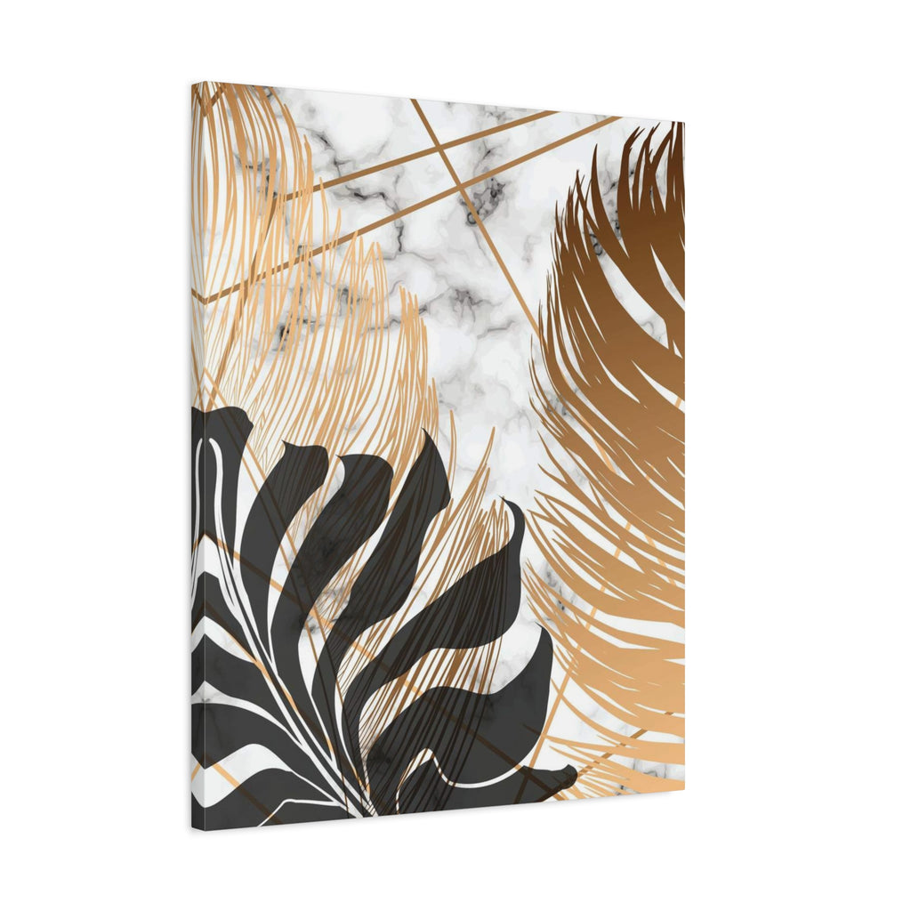 Tropical Palm Canvas Wall Art — Gold & Marble Botanical Print