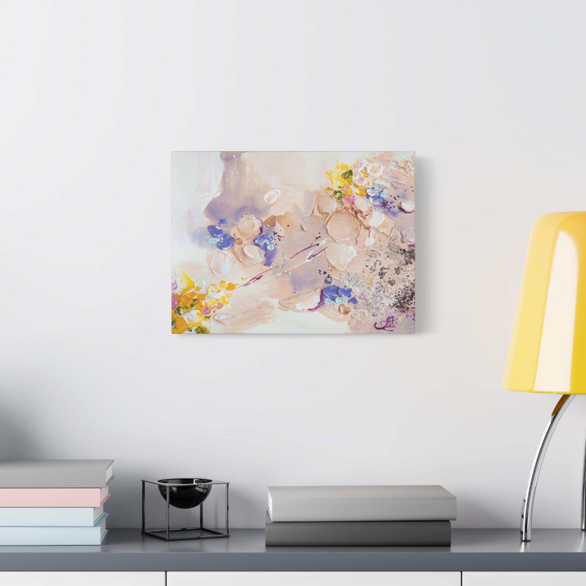 Abstract Floral Matte Canvas Wall Art — Pastel Bouquet Stretched Print 