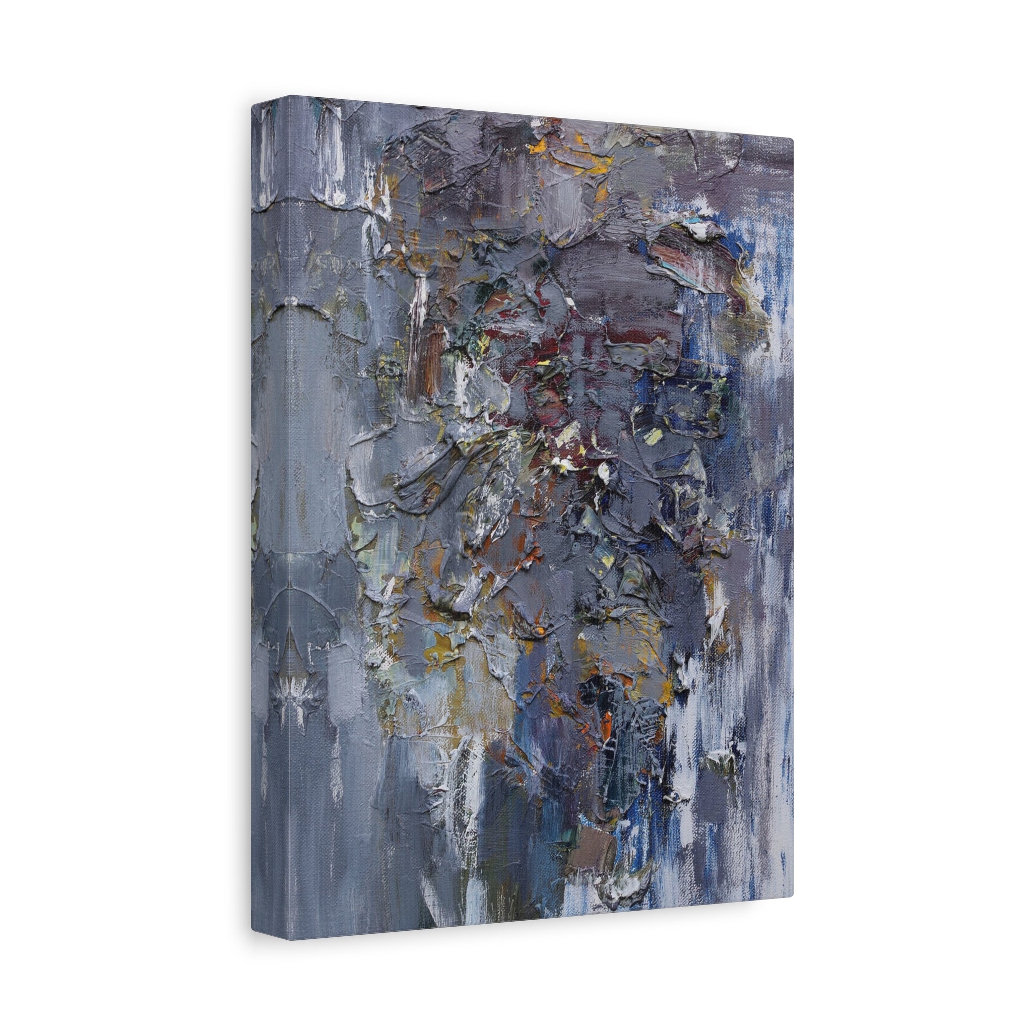 Abstract Textured Canvas Wall Art — Moody Blue Gray Palette 