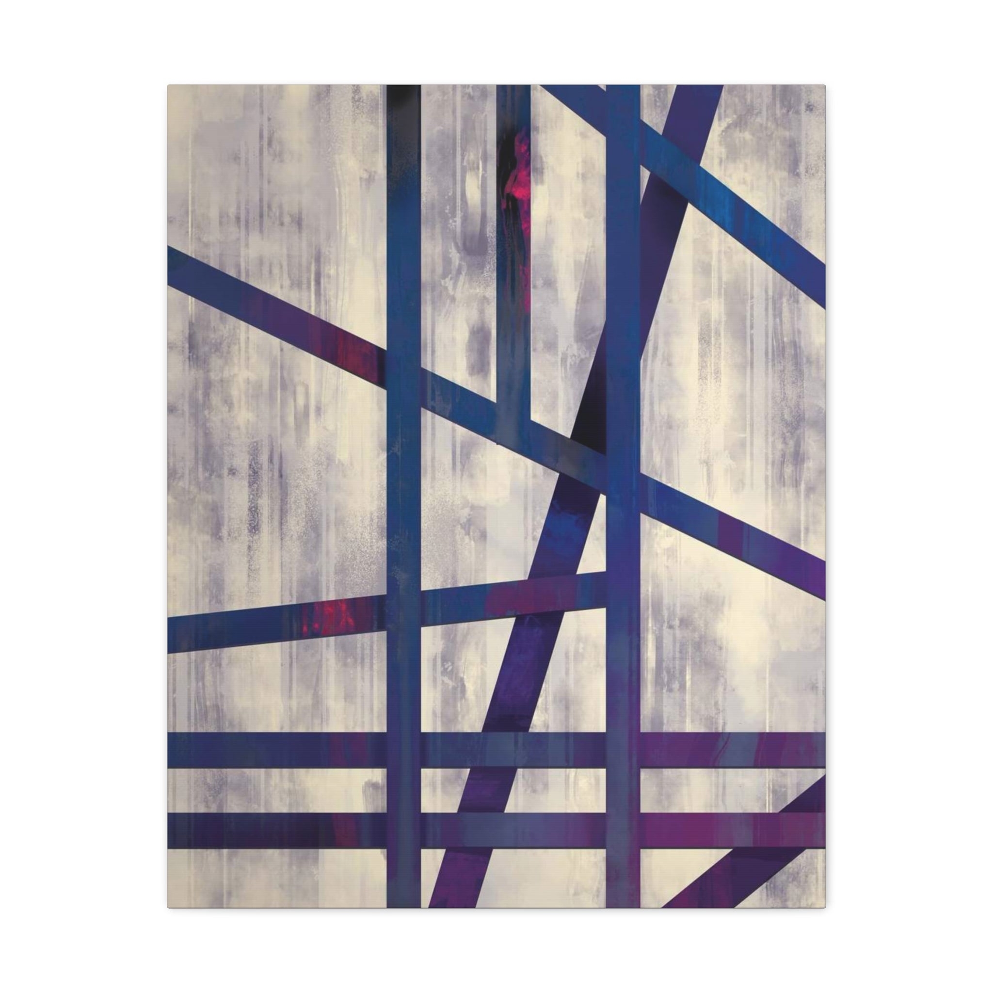 Abstract Geometric Canvas Print – Modern Blue & Purple Lines Art 