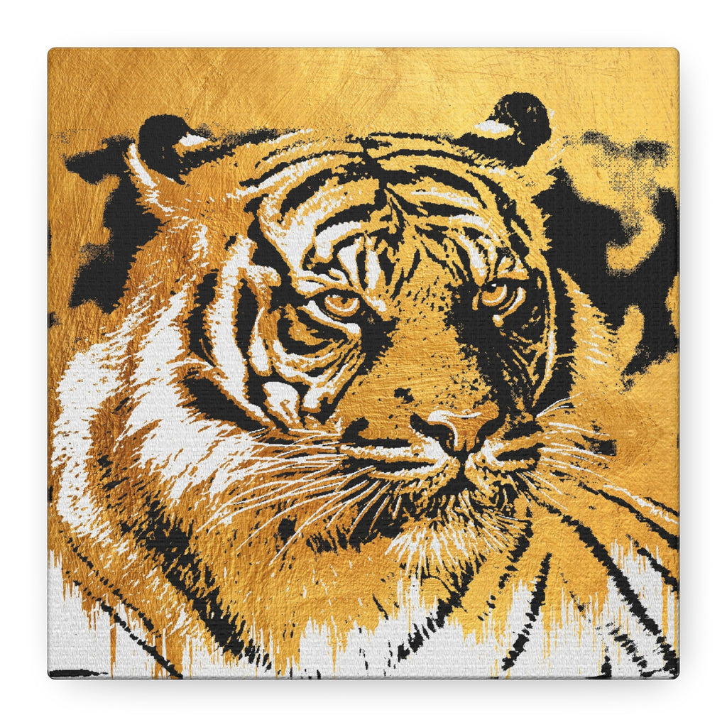 Golden Tiger Portrait Matte Canvas Art – Stretched Wall Decor