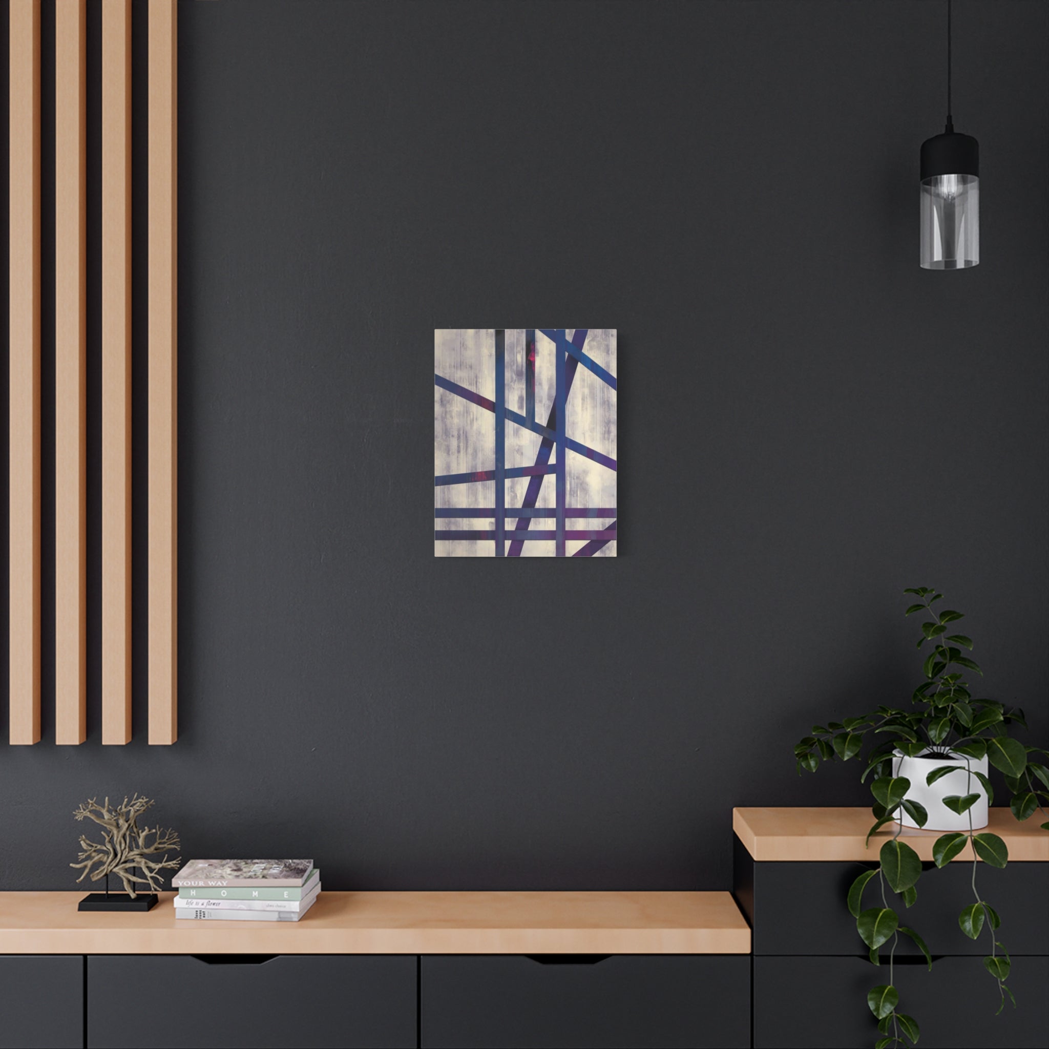 Abstract Geometric Canvas Print – Modern Blue & Purple Lines Art