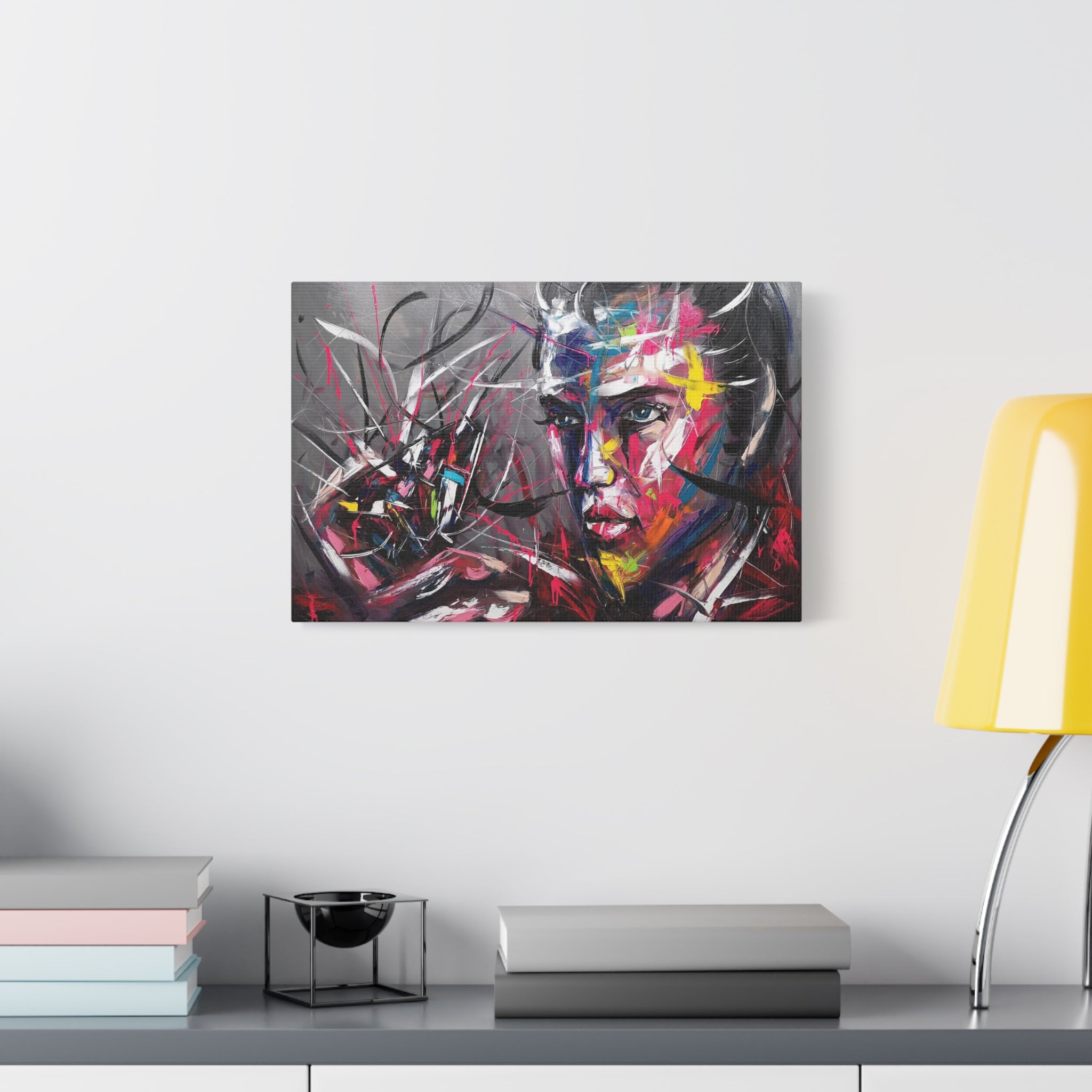 Abstract Colorful Portrait Matte Canvas Wall Art — Modern Face Painting 