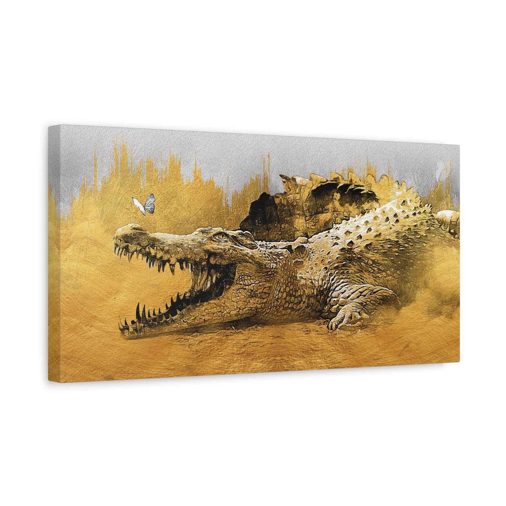 Golden Crocodile Canvas Wall Art