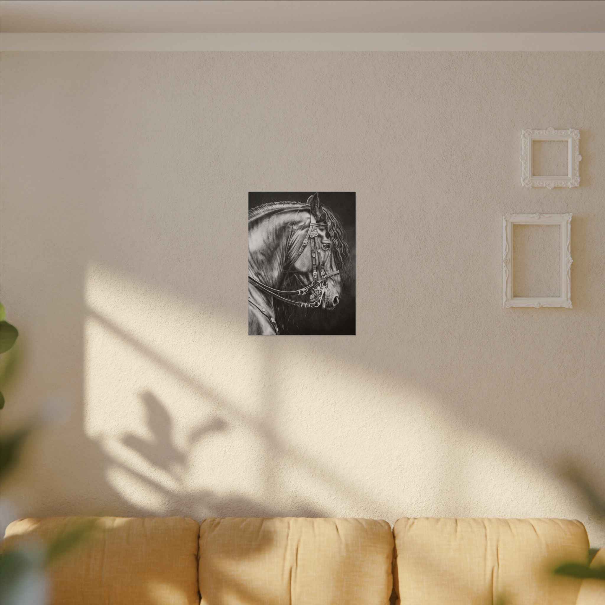 Black and White Horse Portrait Canvas - Matte Stretched Wall Decor - TheKaraHan