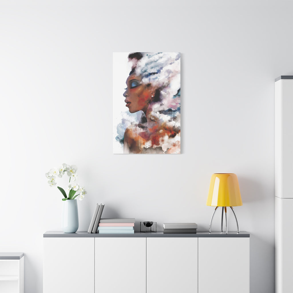 Abstract Portrait Canvas - Dreamy Woman Watercolor Wall Art
