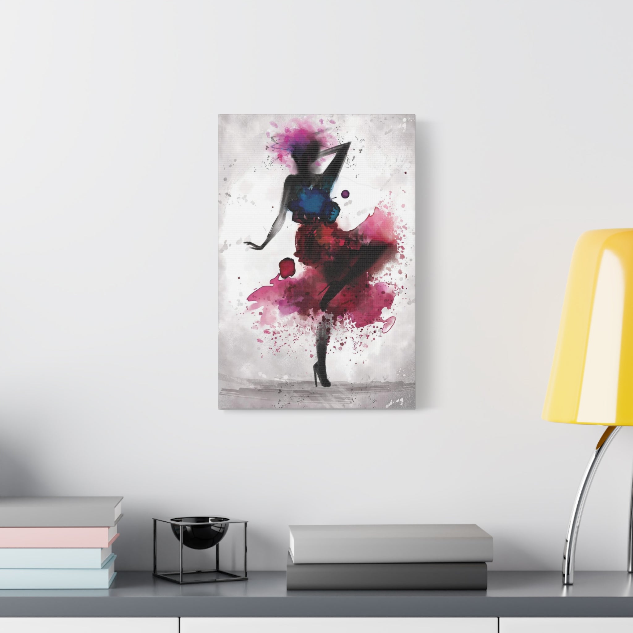 Watercolor Ballet Dancer Canvas Art — Fashion Silhouette Matte Stretched Wall Art