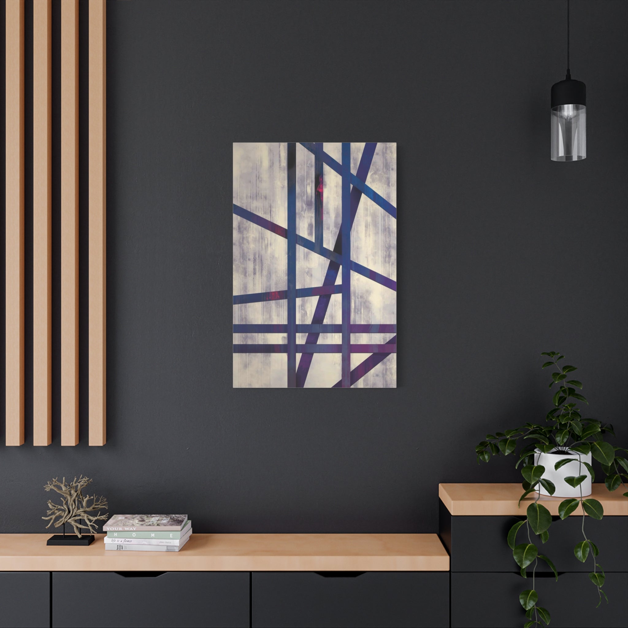 Abstract Geometric Canvas Print – Modern Blue & Purple Lines Art