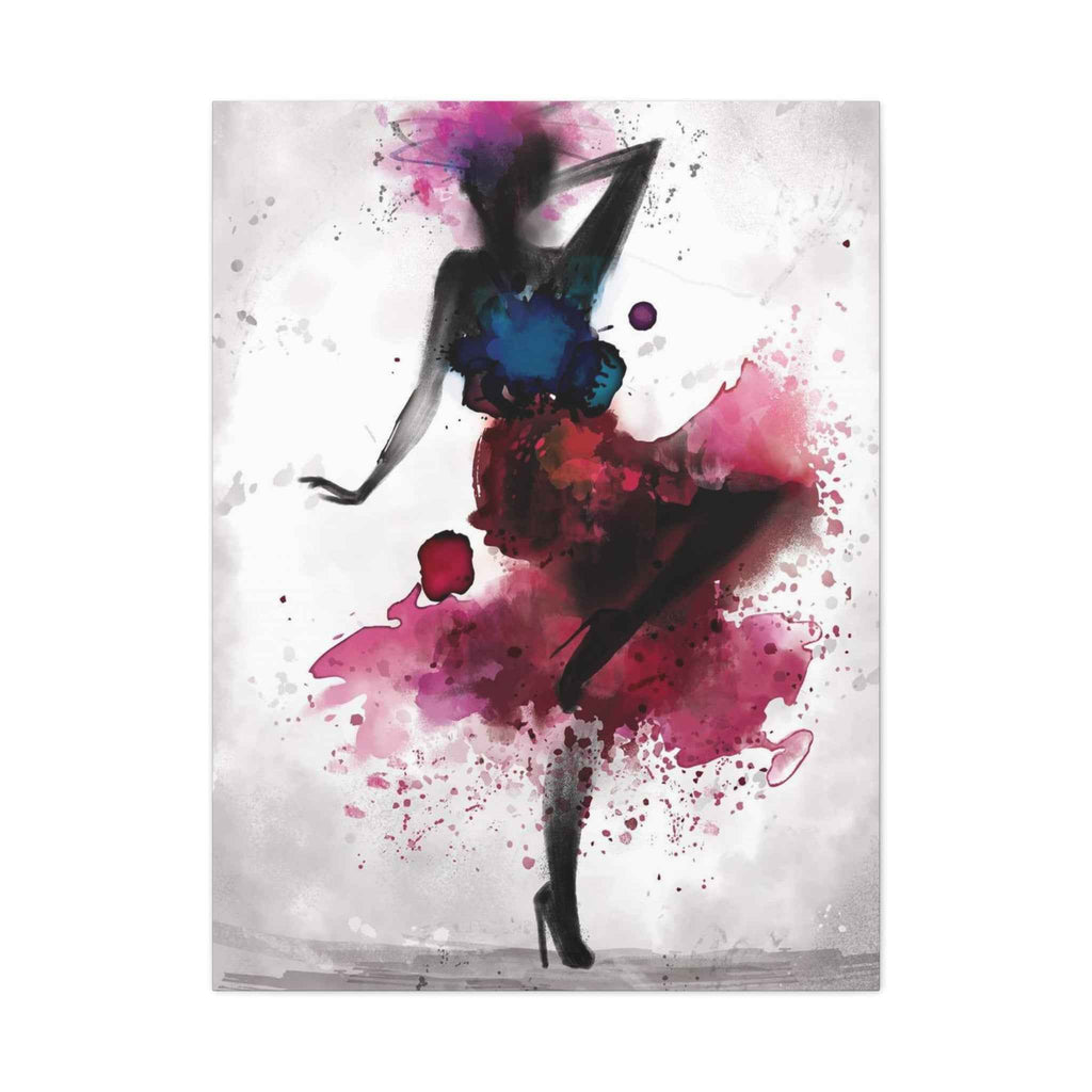 Watercolor Ballet Dancer Art - Fashion Silhouette Matte Stretched Wall Art - TheKaraHan