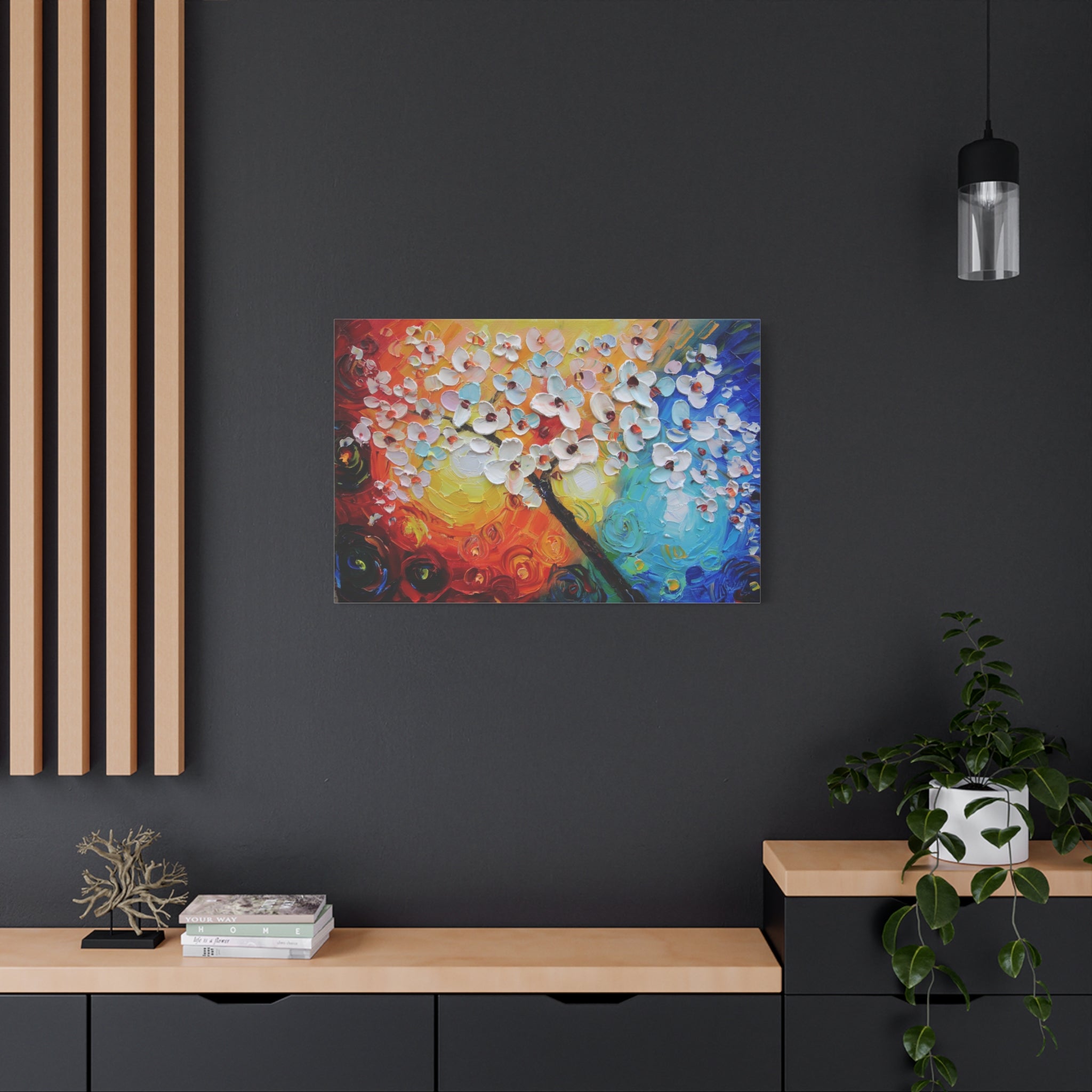 Blossom Burst Matte Canvas Wall Art — Vibrant Floral Oil-Style Painting 