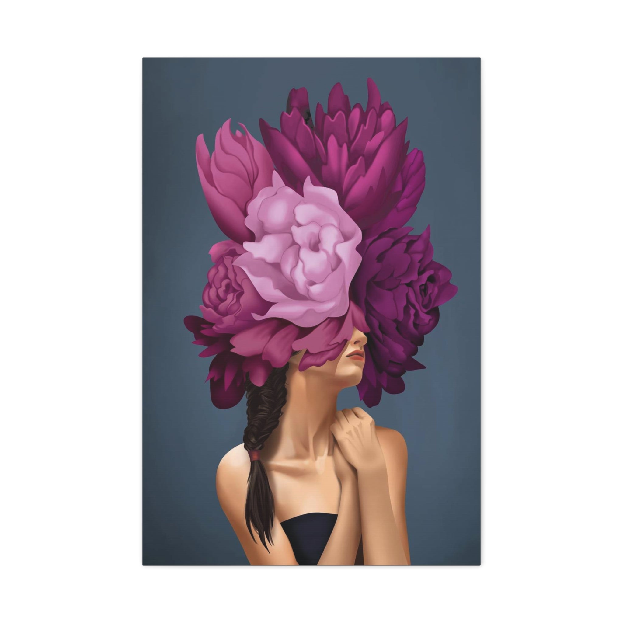 Floral Masked Woman Matte Canvas Wall Art – Stretched 1.25" 