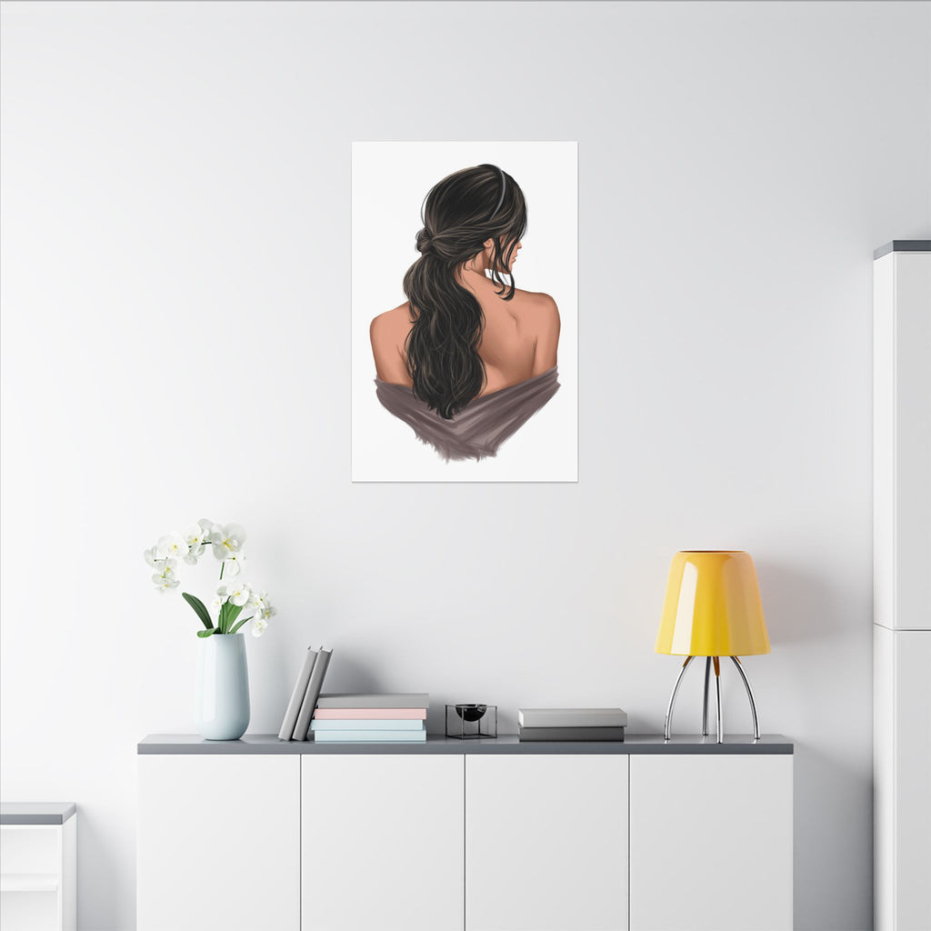 Portrait Canvas Print — Woman Back View with Loose Ponytail 