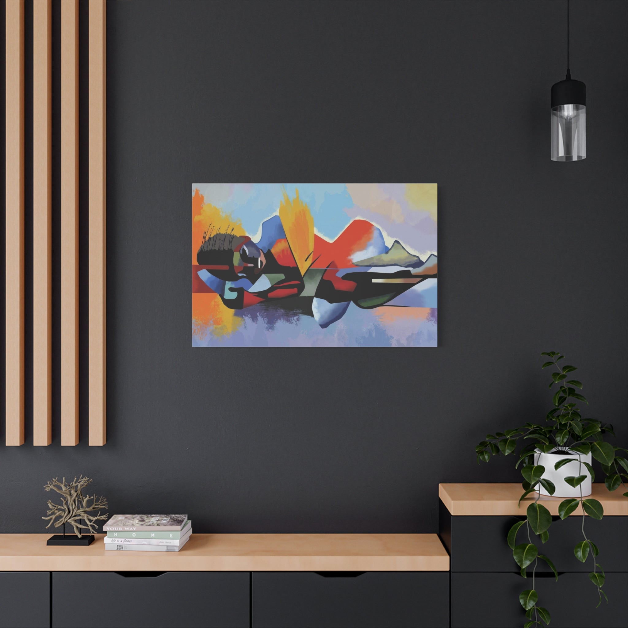 Abstract Colorful Surf Scene Canvas Print — Modern Beach Wall Art 