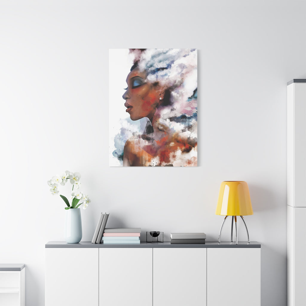 Abstract Portrait Canvas - Dreamy Woman Watercolor Wall Art