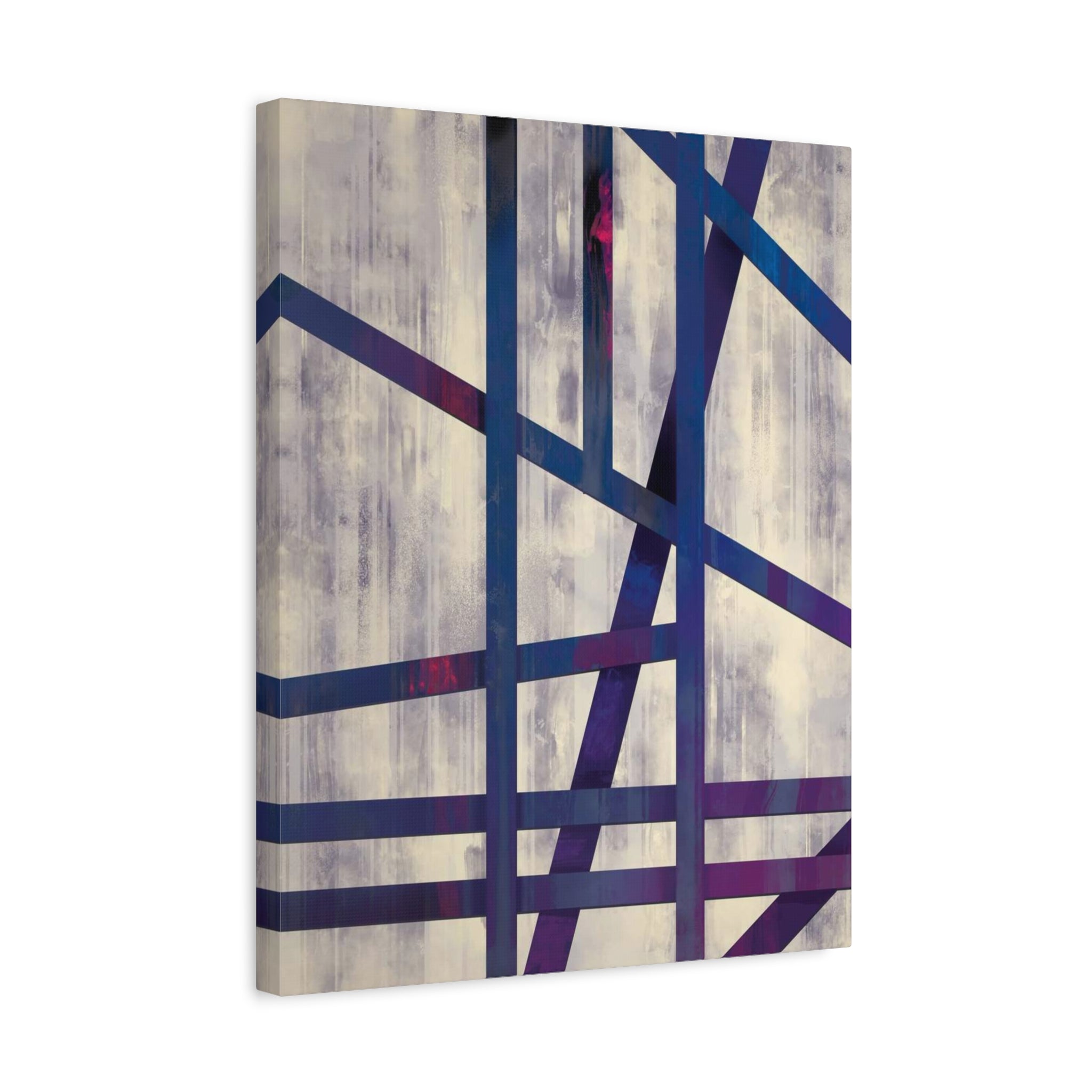 Abstract Geometric Canvas Print – Modern Blue & Purple Lines Art
