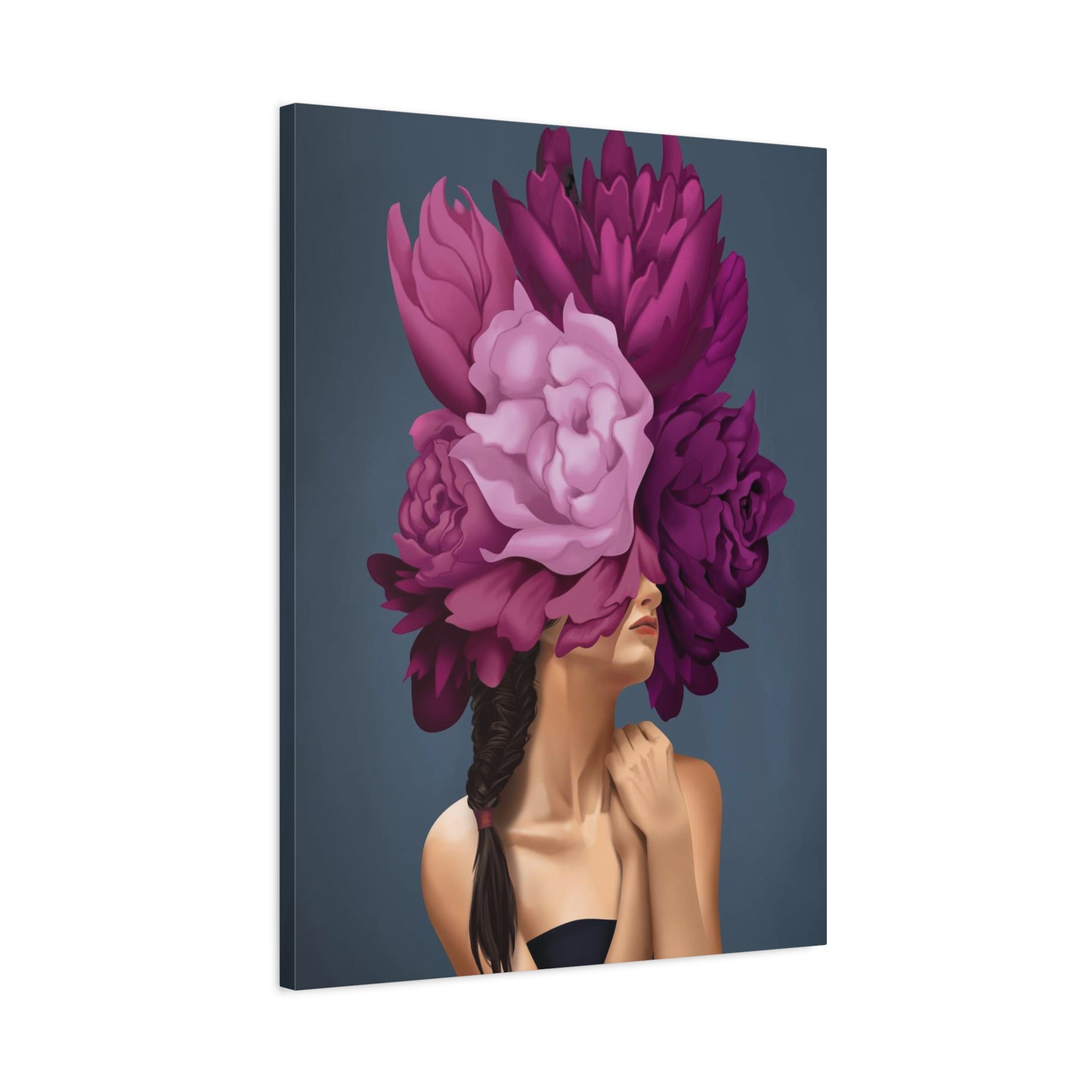 Floral Masked Woman Matte Canvas Wall Art – Stretched 1.25" 