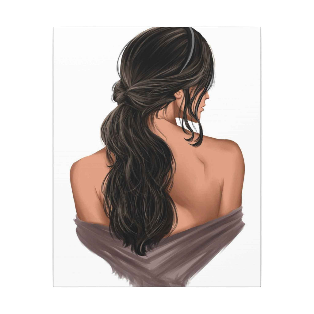 Portrait Canvas Print Woman Back View with Loose Ponytail – Perfect Home Decor for Every Room - TheKaraHan