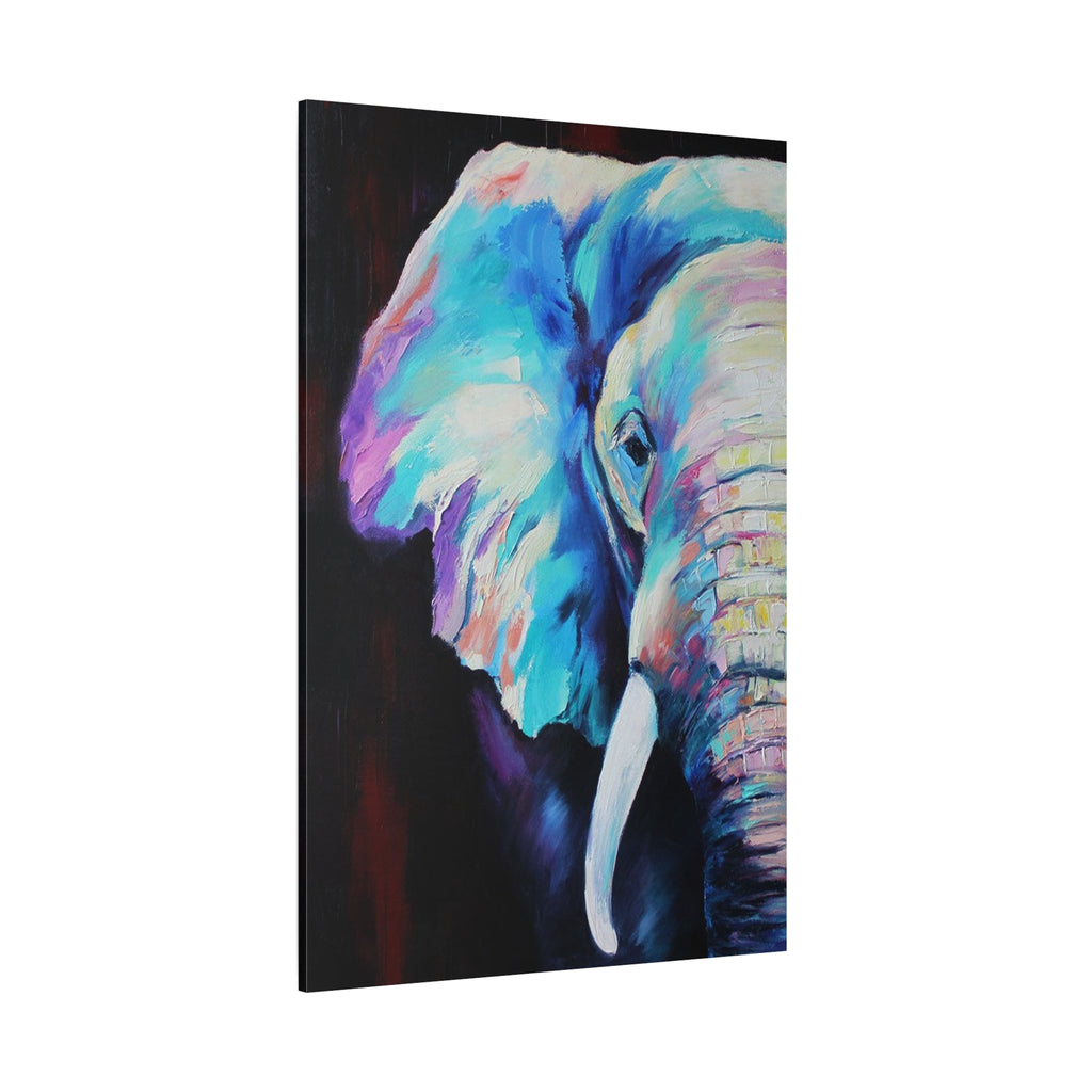 Vibrant Colorful Elephant Matte Stretched Canvas Wall Art