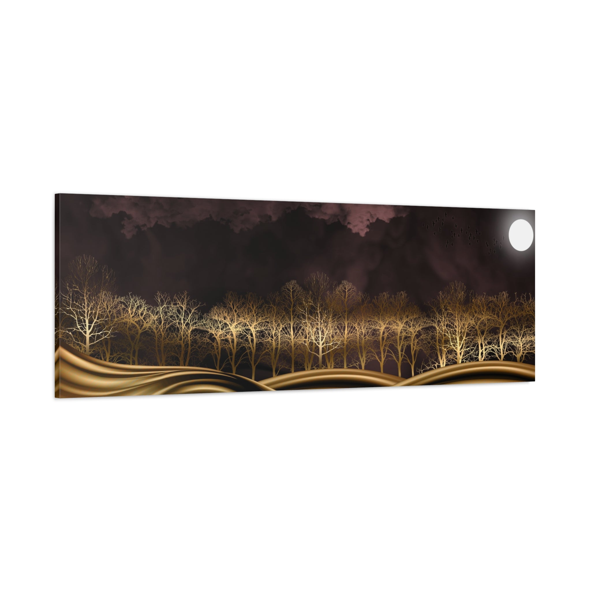 Moonlit Gold Forest — Matte Stretched Canvas Wall Art