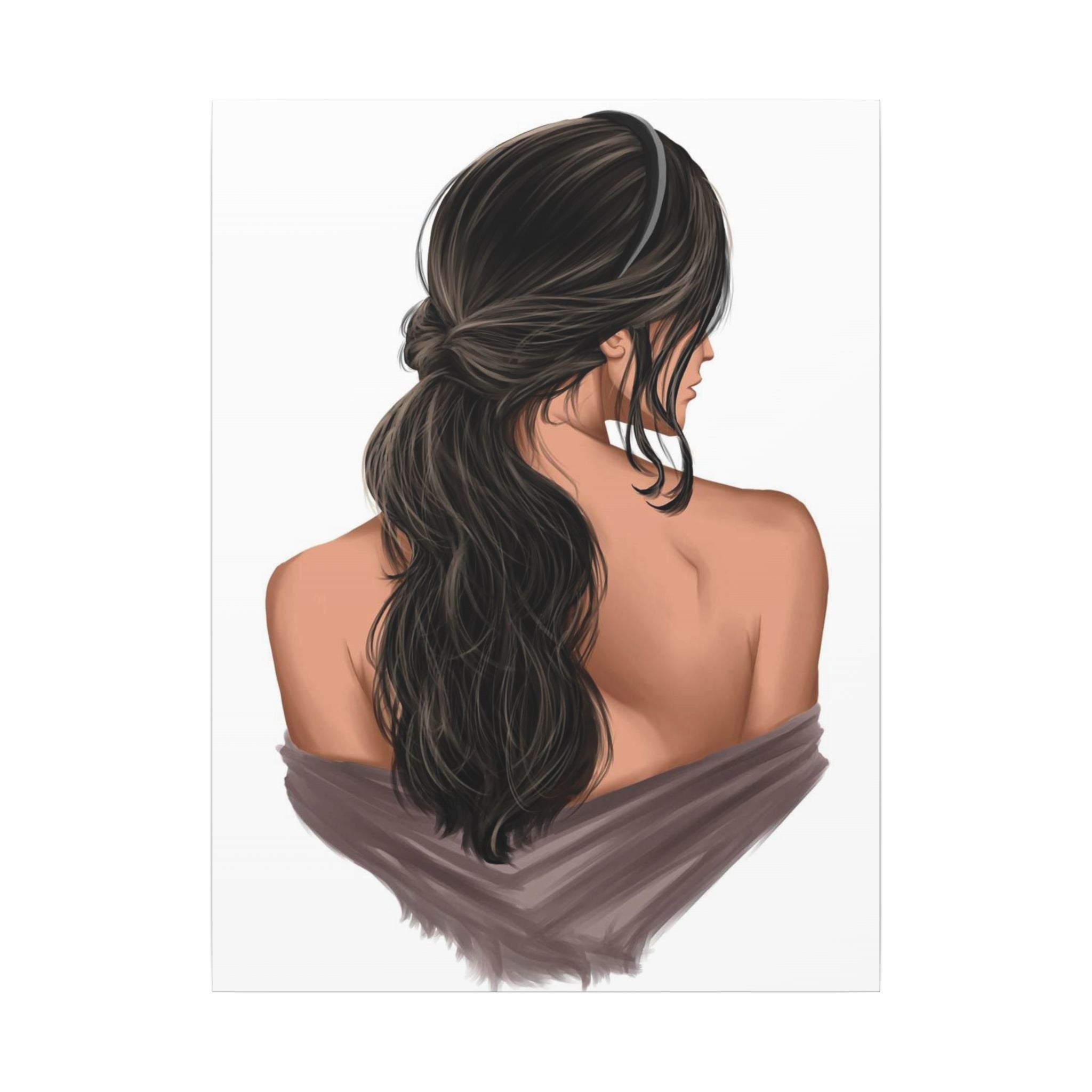 Portrait Canvas Print — Woman Back View with Loose Ponytail 