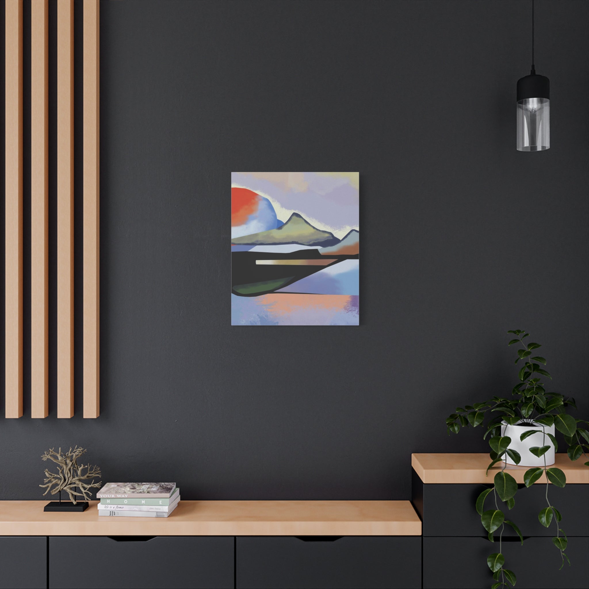 Abstract Sunset Landscape Canvas Print — Modern Mountain Wall Art