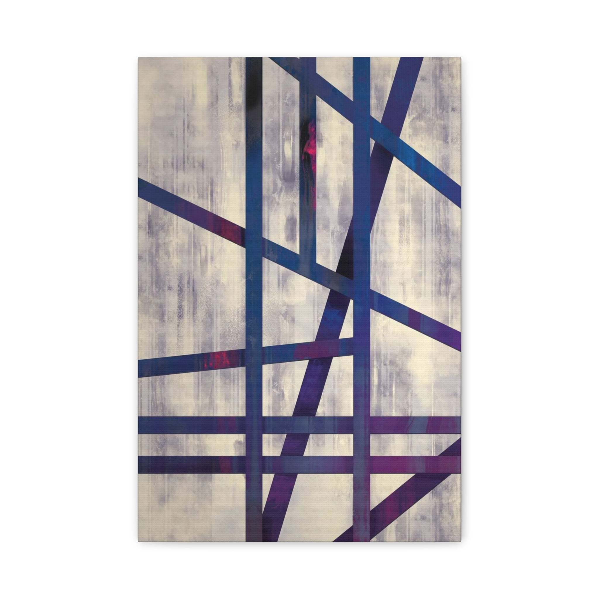 Abstract Geometric Canvas Print – Modern Blue & Purple Lines Art 
