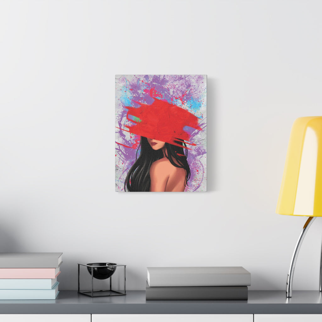Abstract Red Brushstroke Woman — Matte Stretched Canvas Wall Art 