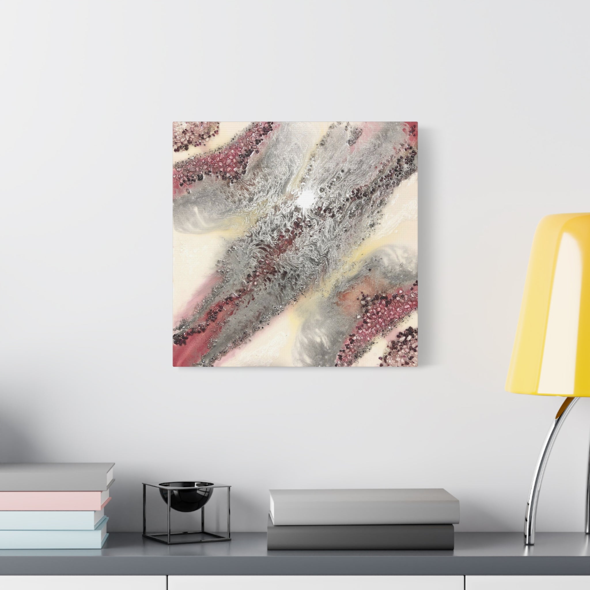 Abstract Pink & Gray Fluid Art Canvas - Stretched Matte Wall Art 