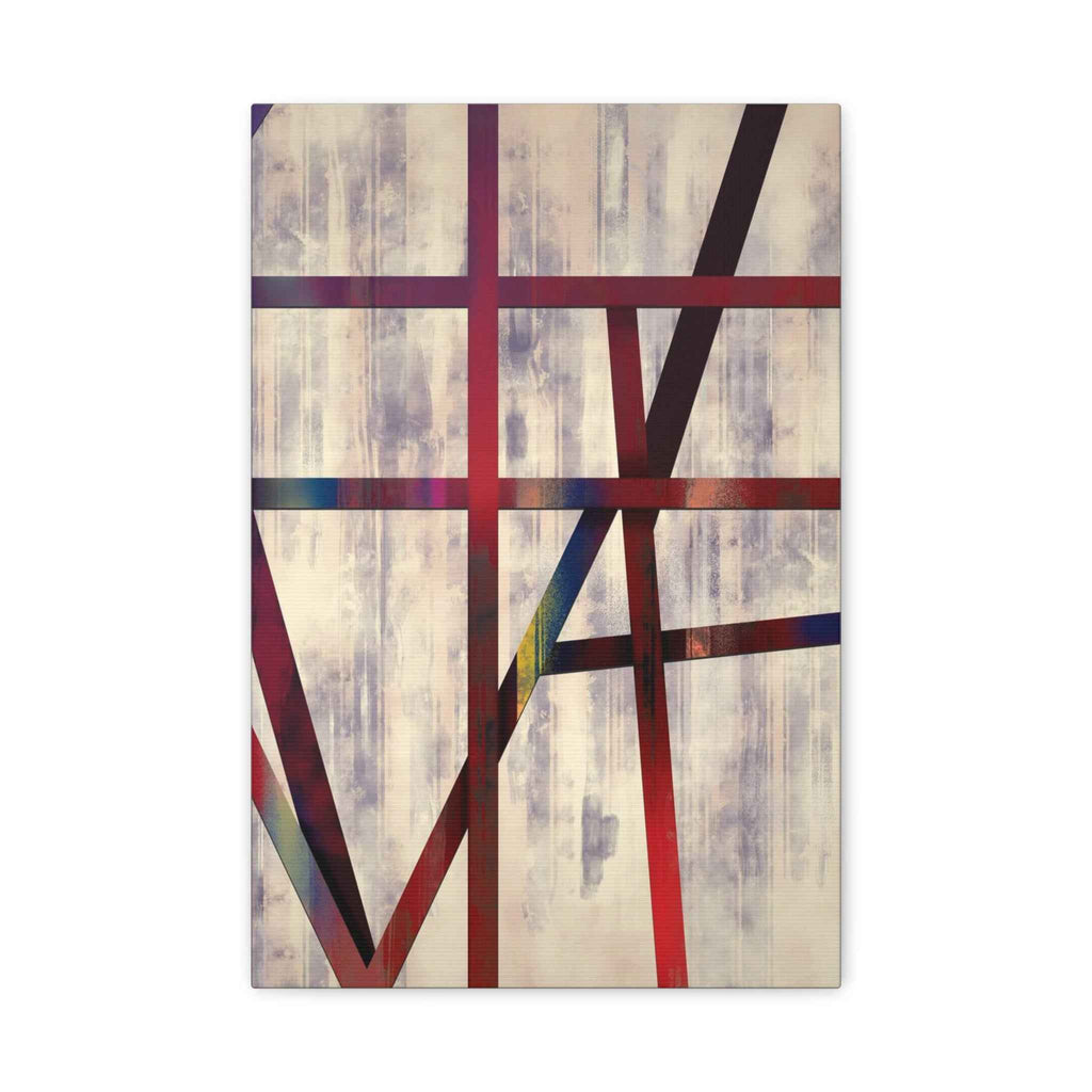 Abstract Geometric Canvas Wall Art — Modern Red & Neutral Stretched Matte Print - TheKaraHan