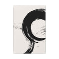 Zen Brushstroke Wall Art - Minimalist Black Circle Abstract Canvas Decor - TheKaraHan