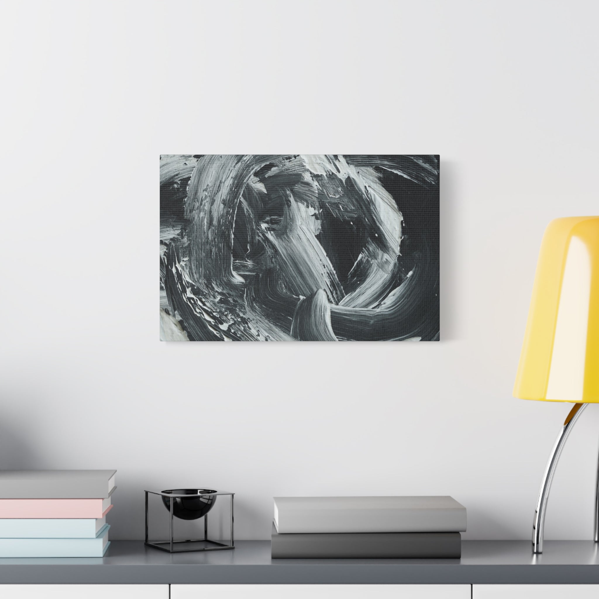 Abstract Black & White Swirl Matte Canvas Art — Minimalist Monochrome Wall Decor 