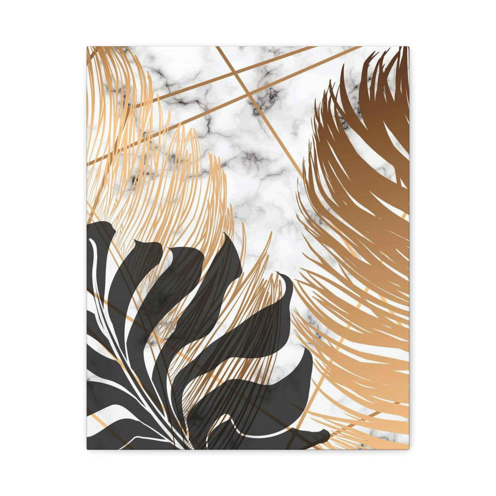 Tropical Palm Wall Art - Elegant Gold and Marble Botanical Canvas Print for Home Decor - TheKaraHan