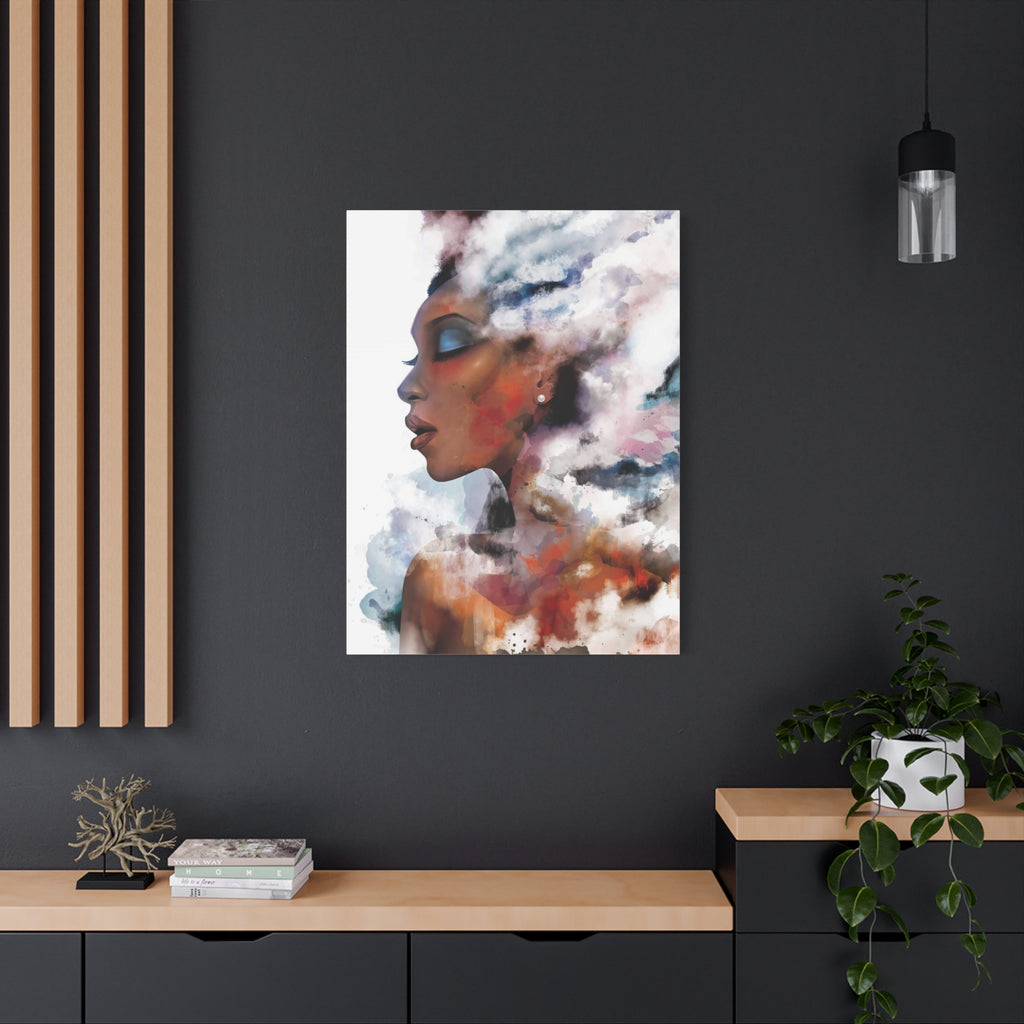 Abstract Portrait Canvas - Dreamy Woman Watercolor Wall Art