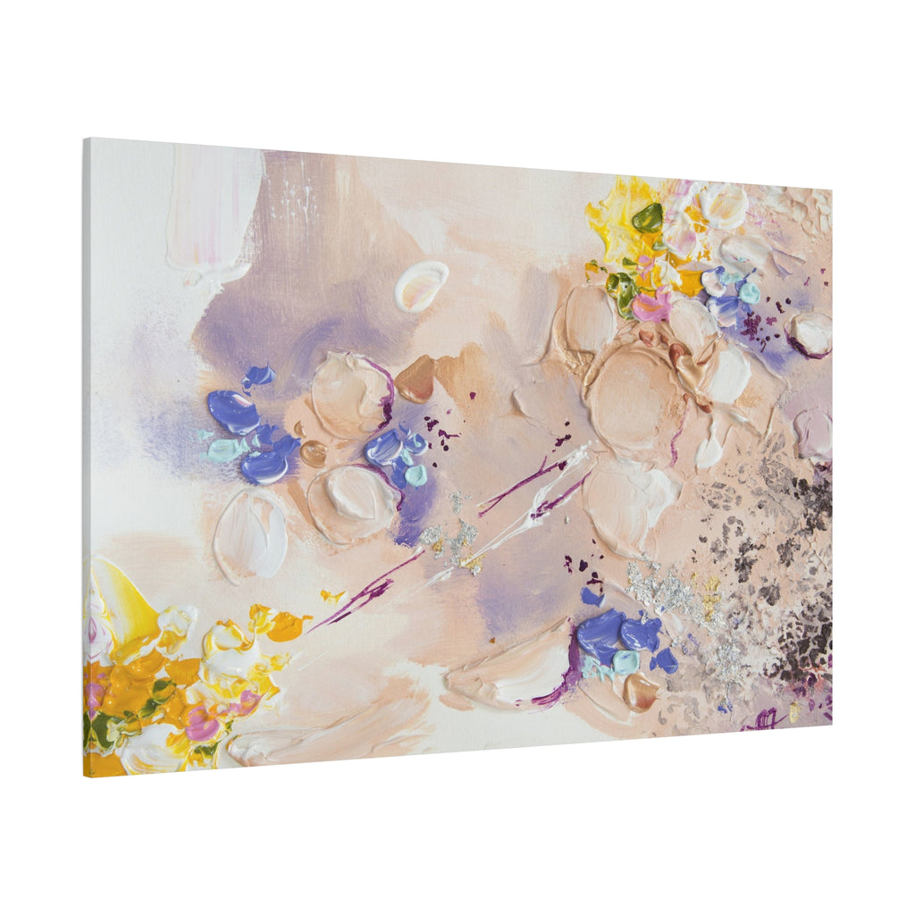 Abstract Floral Matte Canvas Wall Art — Pastel Bouquet Stretched Print 