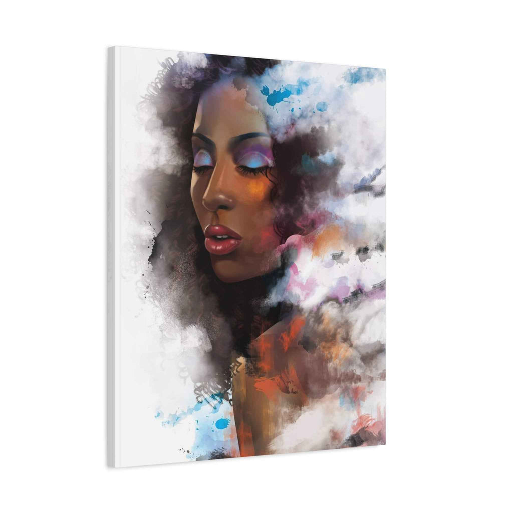 Abstract Afrocentric Canvas Art — Colorful Woman Matte Stretched Portrait Wall Art - TheKaraHan