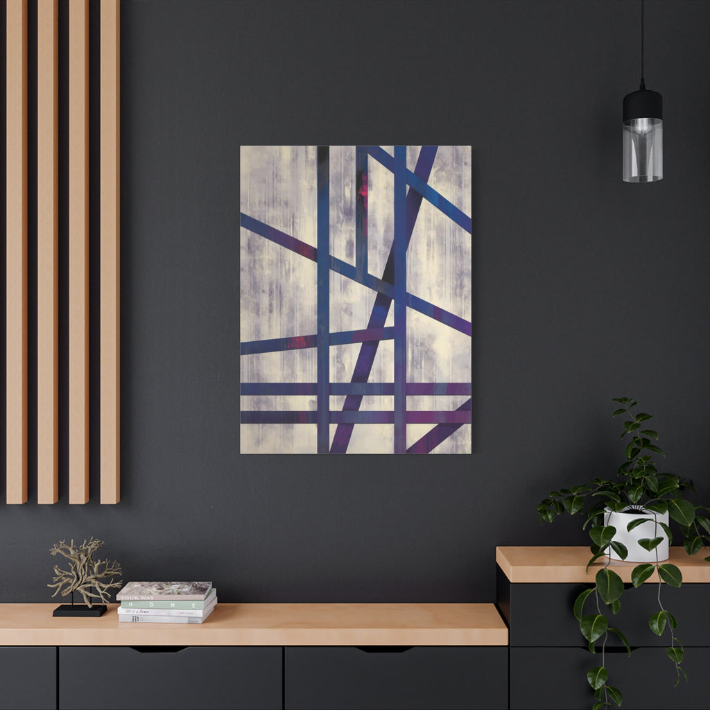 Abstract Geometric Canvas Print – Modern Blue & Purple Lines Art