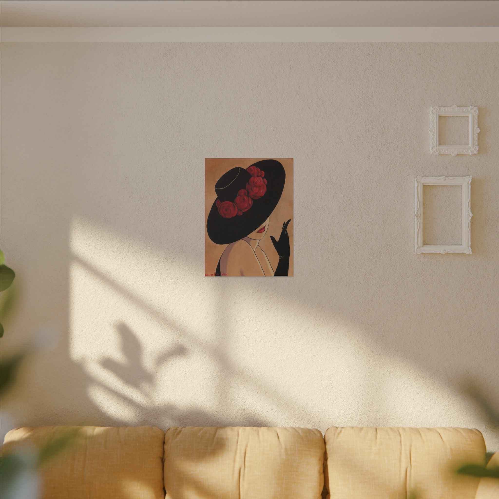 Elegant Black Hat Wall Art | Vintage Fashion Portrait for Chic Home Decor - TheKaraHan