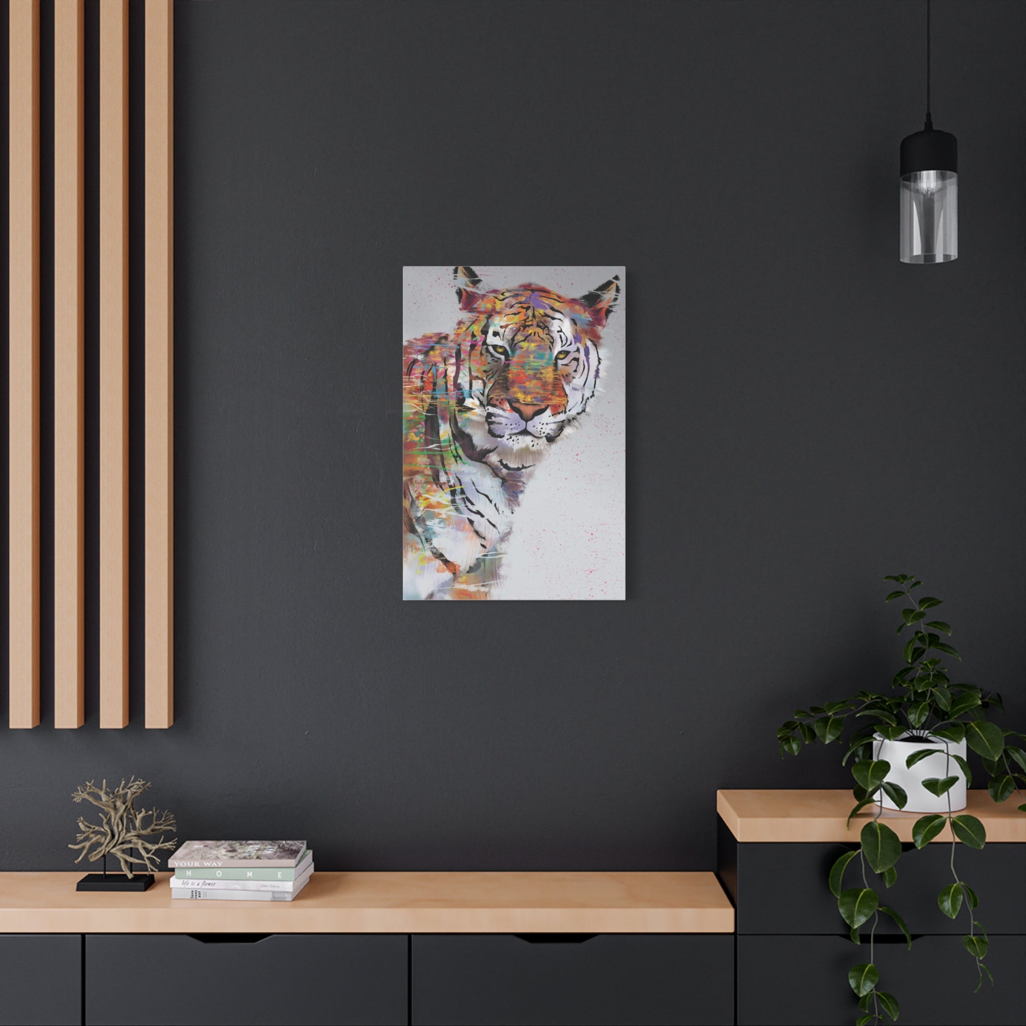 Color Splash Tiger Matte Canvas Wall Art – Stretched 1.25" 