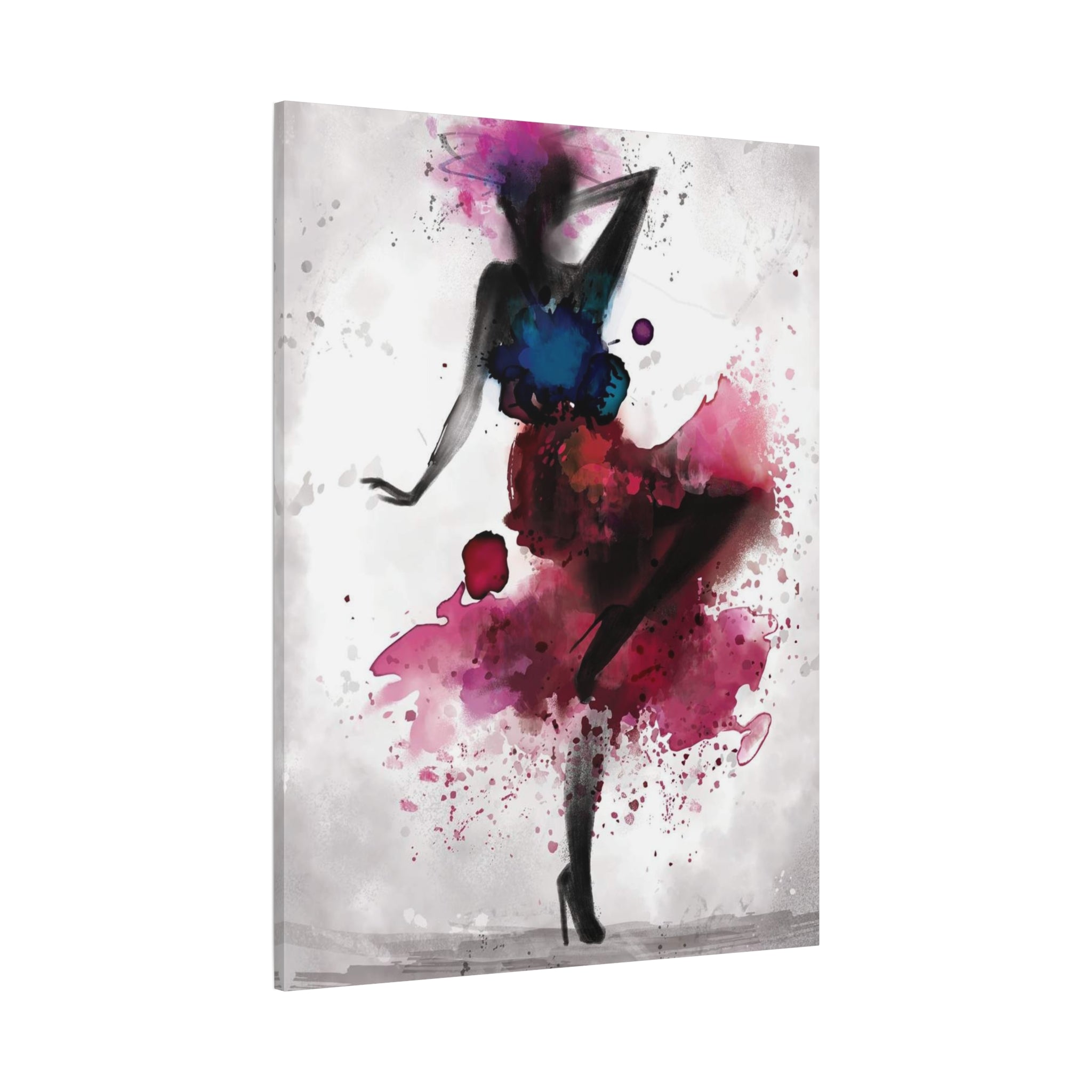 Watercolor Ballet Dancer Canvas Art — Fashion Silhouette Matte Stretched Wall Art 